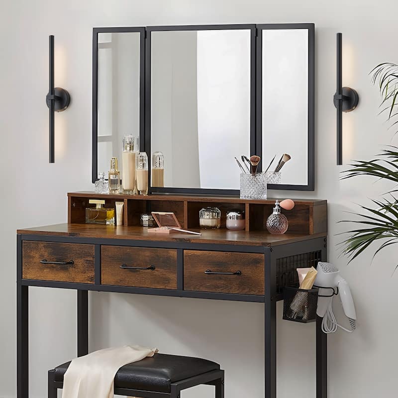 Starsky Minimalist Rechargeable Linear LED Vanity Light Dimmable Metal Wall Sconce with Remote