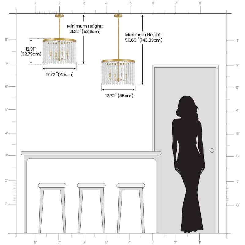 Modern Chandelier Dimmable Black and Gold Drum Chandeliers Light Fixture for Living Room Dining Room