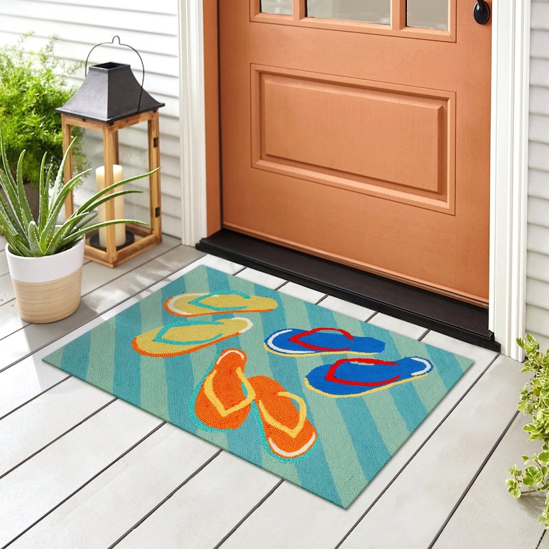 Liora Manne Frontporch Flip Flops Indoor/Outdoor Rug - 1'8" x 2'6"