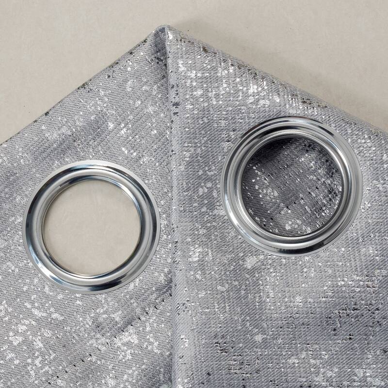 Dainty Home 2 Pack Artisinal 100% Blackout Grommet Curtain Panel Pair with 3D Lurex Texture
