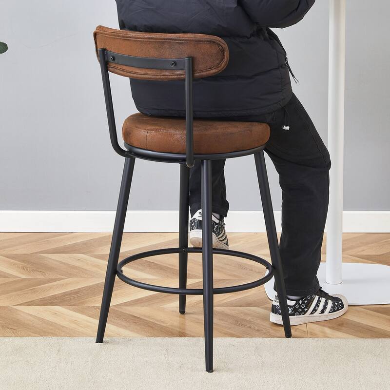 Roomfitters Ergonomic Bar Chairs with Breathable Cushions, High Legs 35.5'' Height, 2-Piece Set for Kitchen or Bar