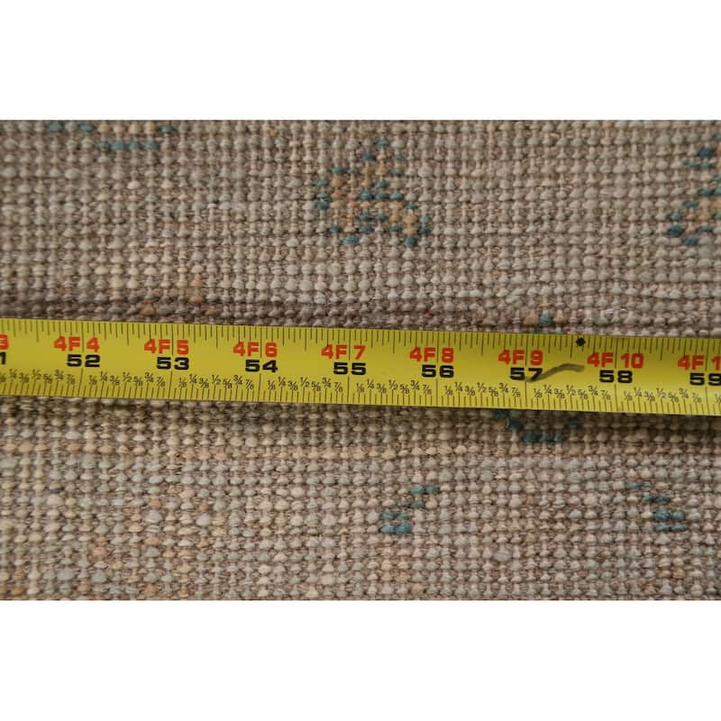 Hand Knotted Oriental 100% Wool Carpet Transitional Floral Green Oushak Area Rug - 2' 9'' X 1' 11''