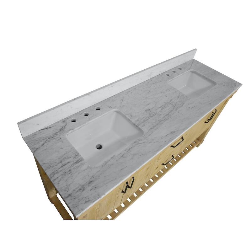 KitchenBathCollection Birmingham 72" Double Bathroom Vanity with Carrara Marble Top