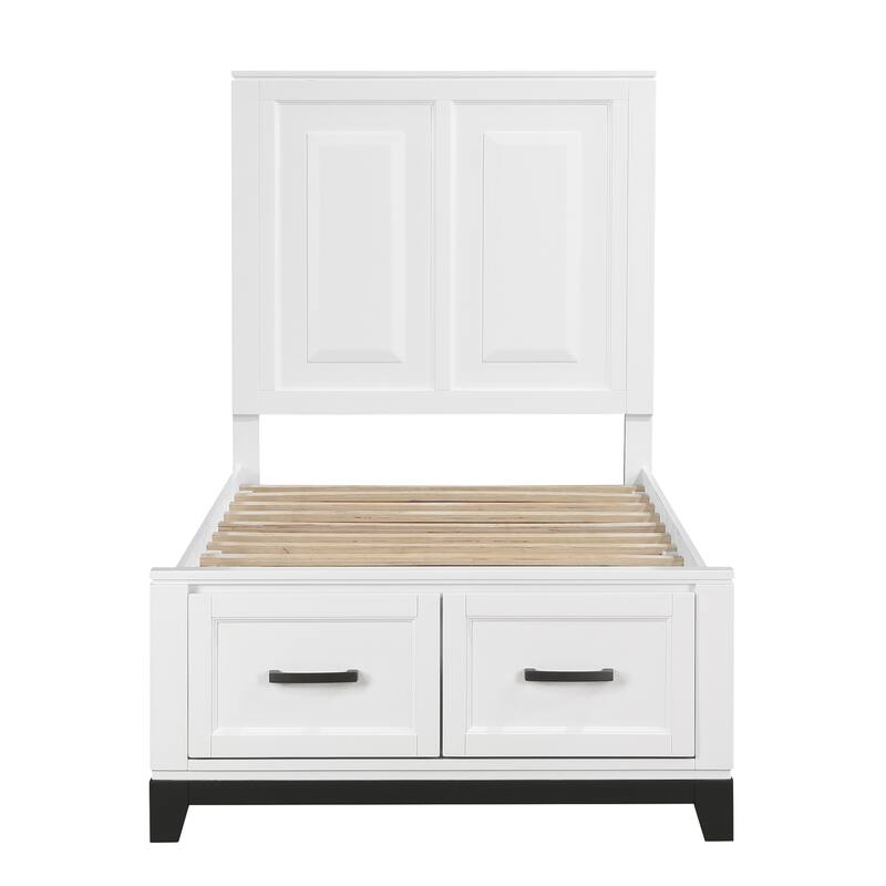 Twin Size Wood Platform Bed with Storage Drawers, and No Box Spring Required