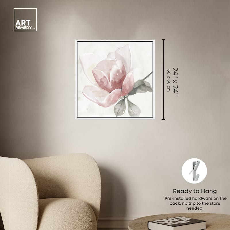 Art Remedy Faded Blush Rose Framed Floral Fine 1 Piece Canvas Wall Art