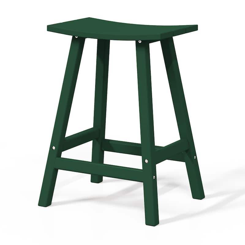 Laguna Hdpe All Weather Outdoor Patio 24" Saddle Seat Counter Stool (Set Of 2)