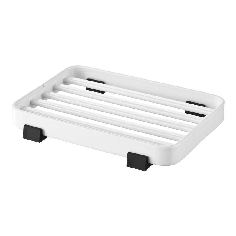 Yamazaki Home Slotted Soap Tray, Steel - L 2.95 x W 4.33 x H 0.47 inches