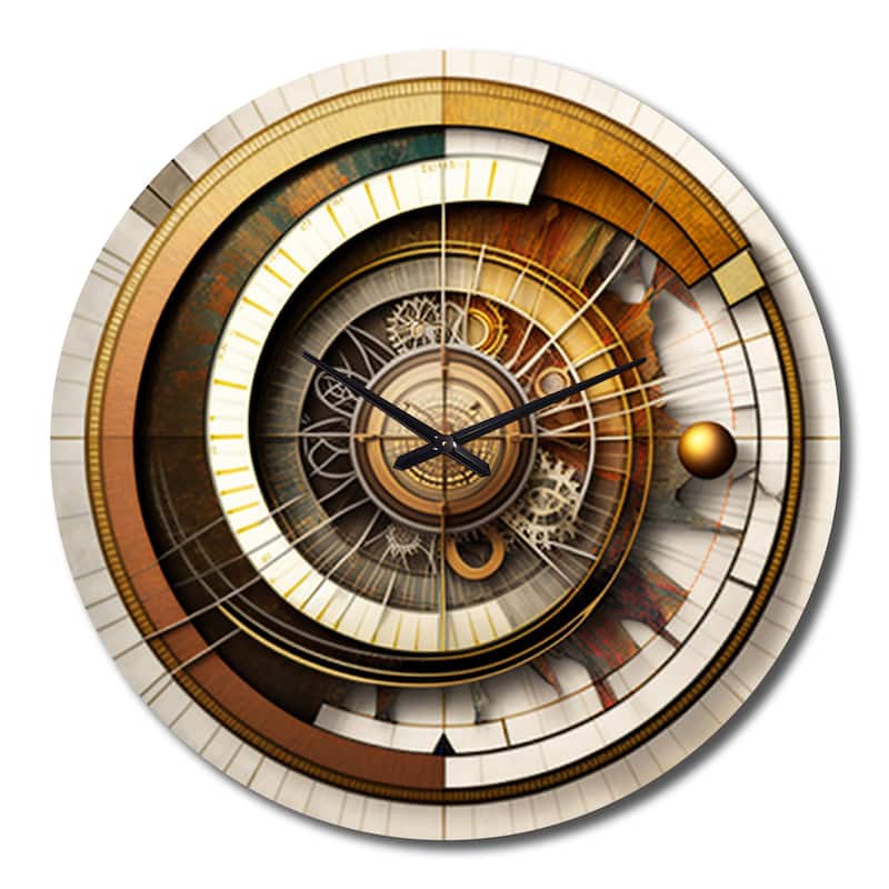 Designart "Caclulating The Universe Vintage Spiral Art I" Abstract Spirals Oversized Wall Clock