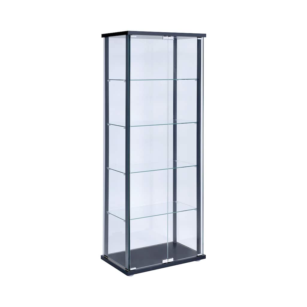 5-Shelf Glass Curio Cabinet Black And Clear