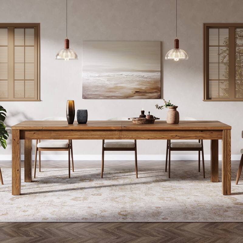 78.7" Dining Table for 6 8 10, Solid Wood Rustic Large Kitchen Table