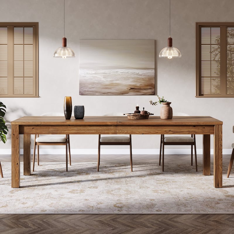 Large Dining Table for 6 8 10, 78.7" Solid Wood Rustic Kitchen Table