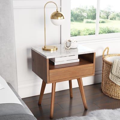 Nathan James James Side Table, Faux Marble Top