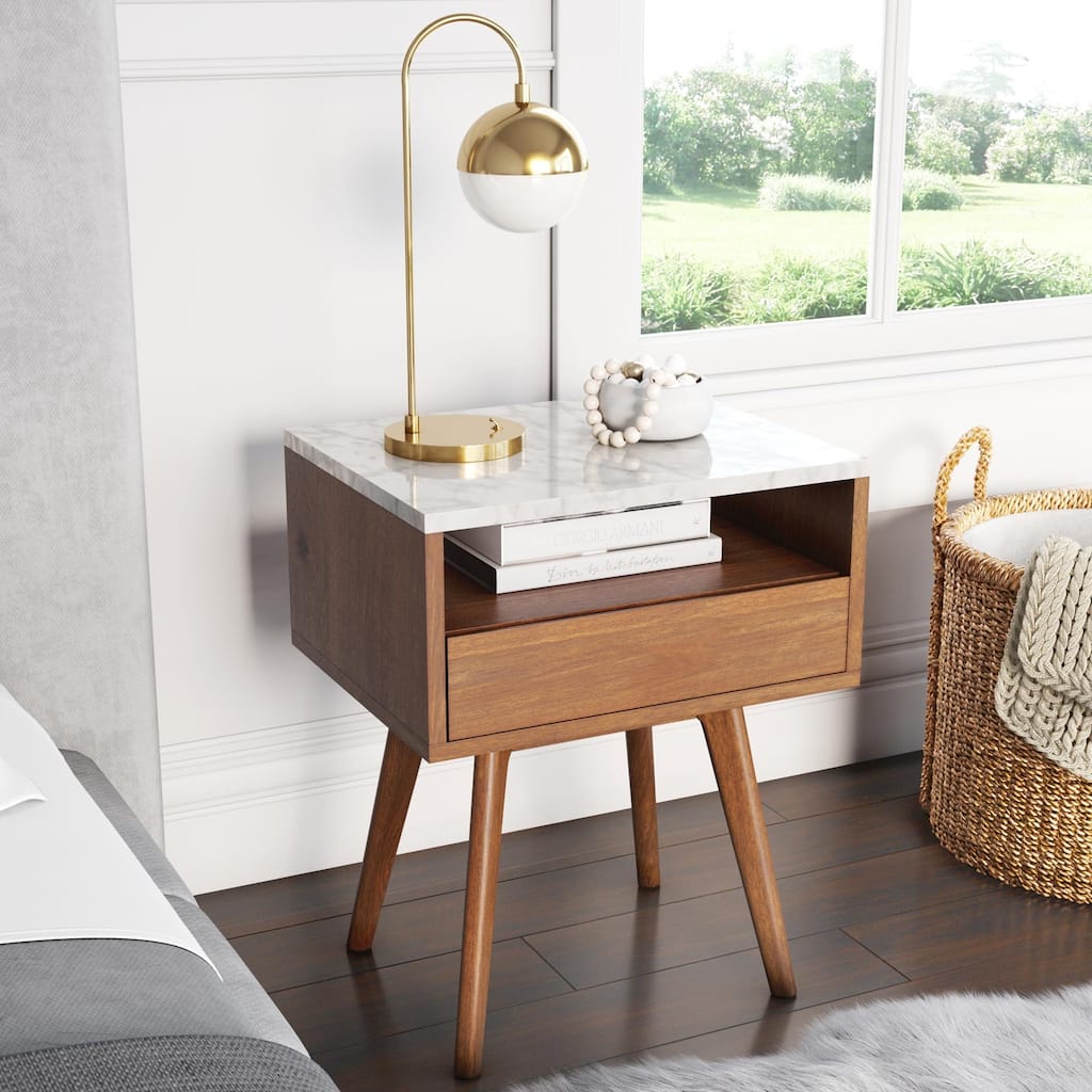 Nathan James James Side Table, Faux Marble Top