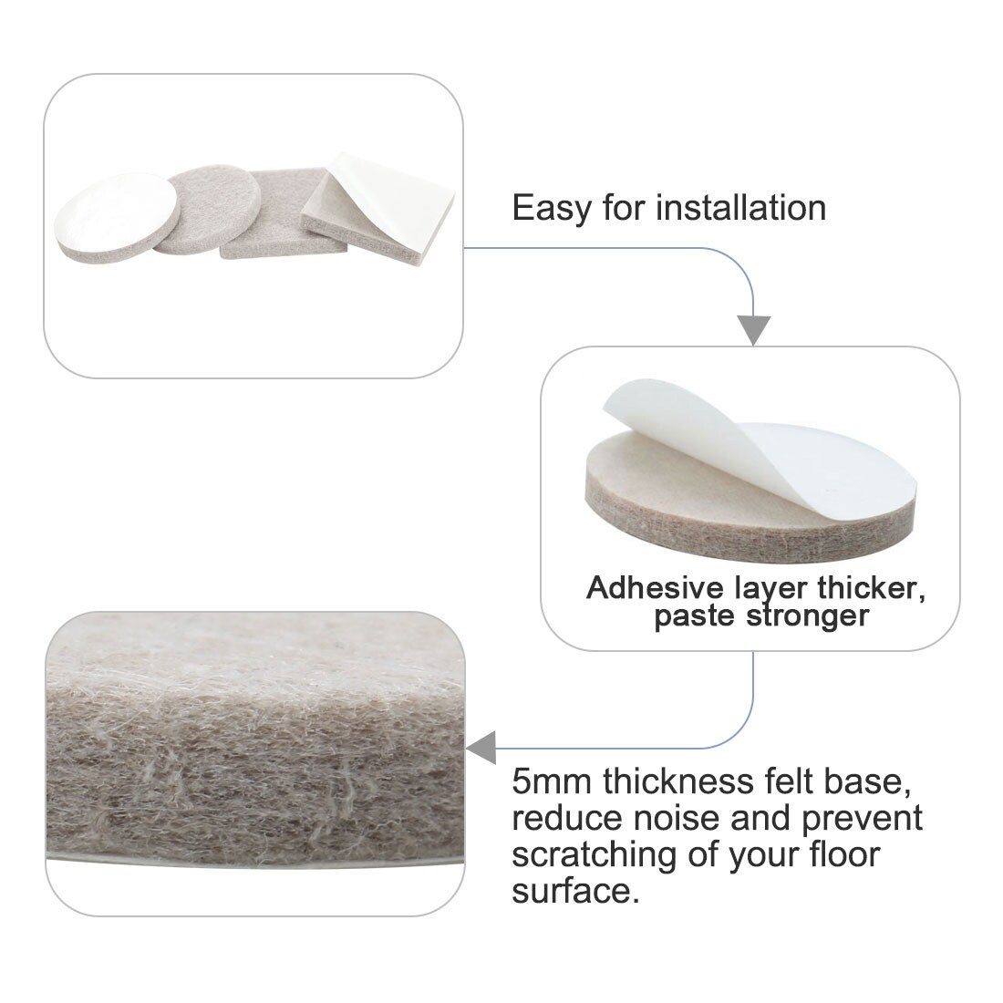 76pcs Furniture Pads Self Adhesive Felt Foam Floor Scratch Protector Chair Table