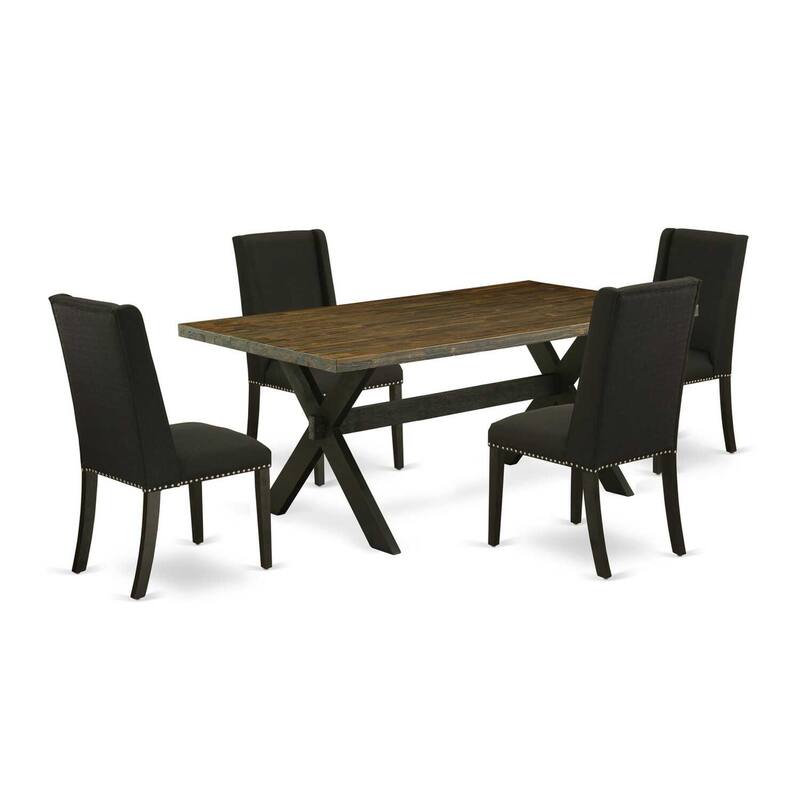 Modern 5-Piece Dining Set - Rectangular Table & 4 Parsons Chairs - 72