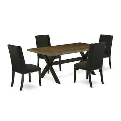 Modern 5-Piece Dining Set - Rectangular Table & 4 Parsons Chairs - 72