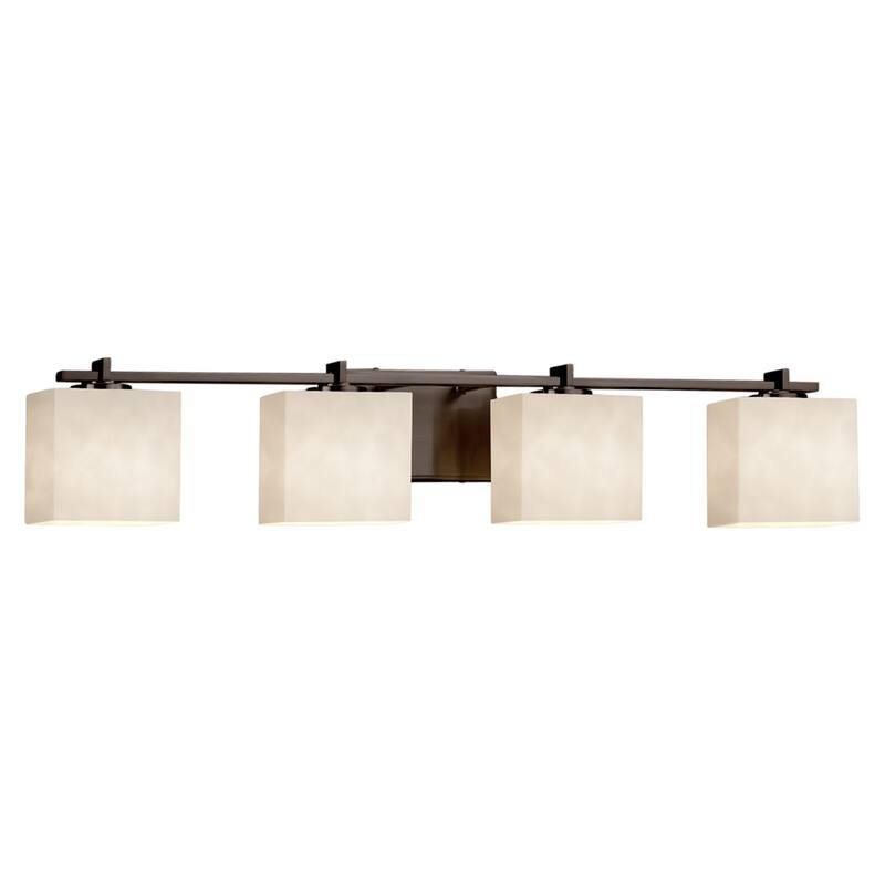 Justice Design Clouds Era 4-light Dark Bronze Bath Light, Off-white Rectangle Shade