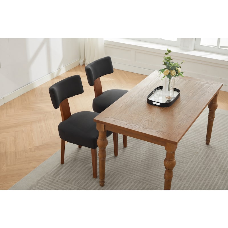 Set of 2 Fabric Modern Armless Dining Chairs