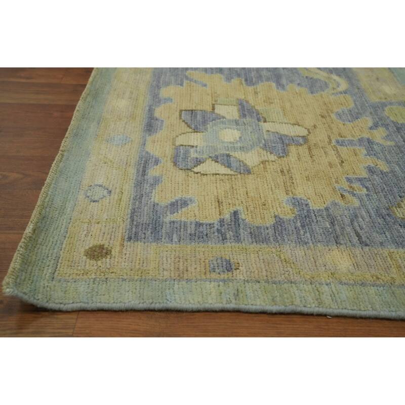 Vegetable Dye Wool Oushak Turkish Area Rug Floral Geometric Carpet - 11' 7'' X 9' 1''