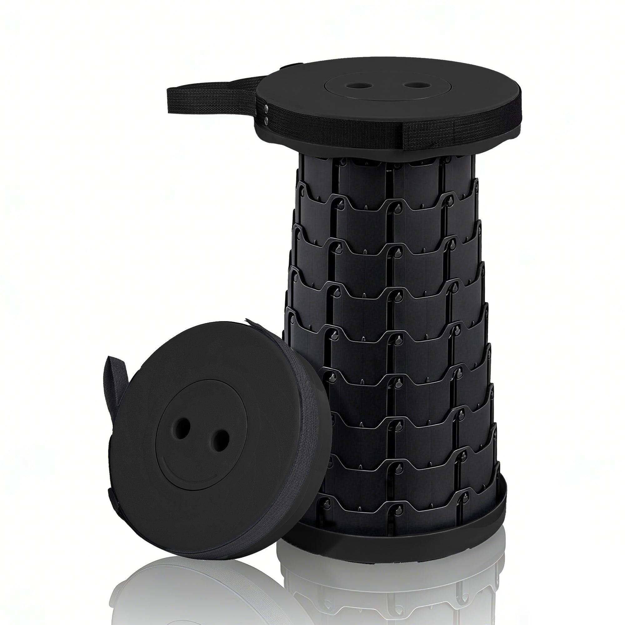 VECELO Portable Telescoping Stool Lightweight Adjustable Height Folding Stool for Camping Fishing Indoor Outdoor Plastic Seat