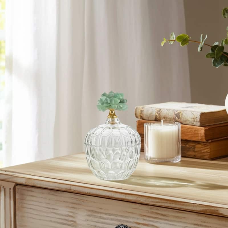 Glass Stone Jar with Fauna Lid Detailing and Textured Transparent Body