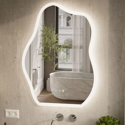 Irregular LED Bathroom Mirror with Lights, Anti-Fog, Dimmable - 24" W x 32" H