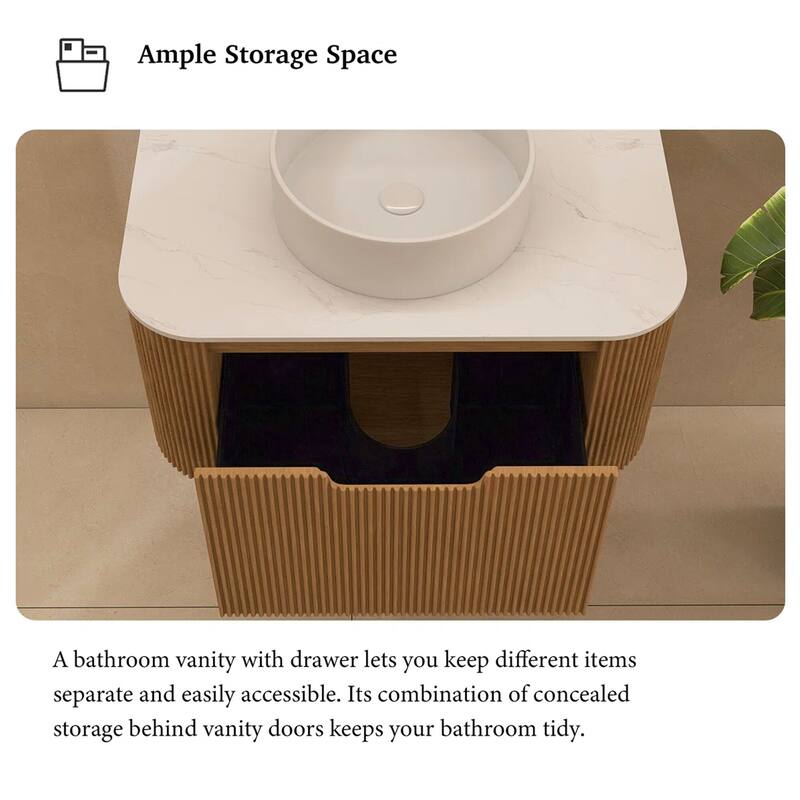 Wall-Mounted Bathroom Vanity with White Round Ceramic Sink