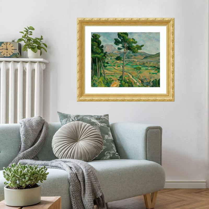 Mont Sainte Victoire by Paul Cezanne Wood Framed Wall Art Print - Versailles Gold