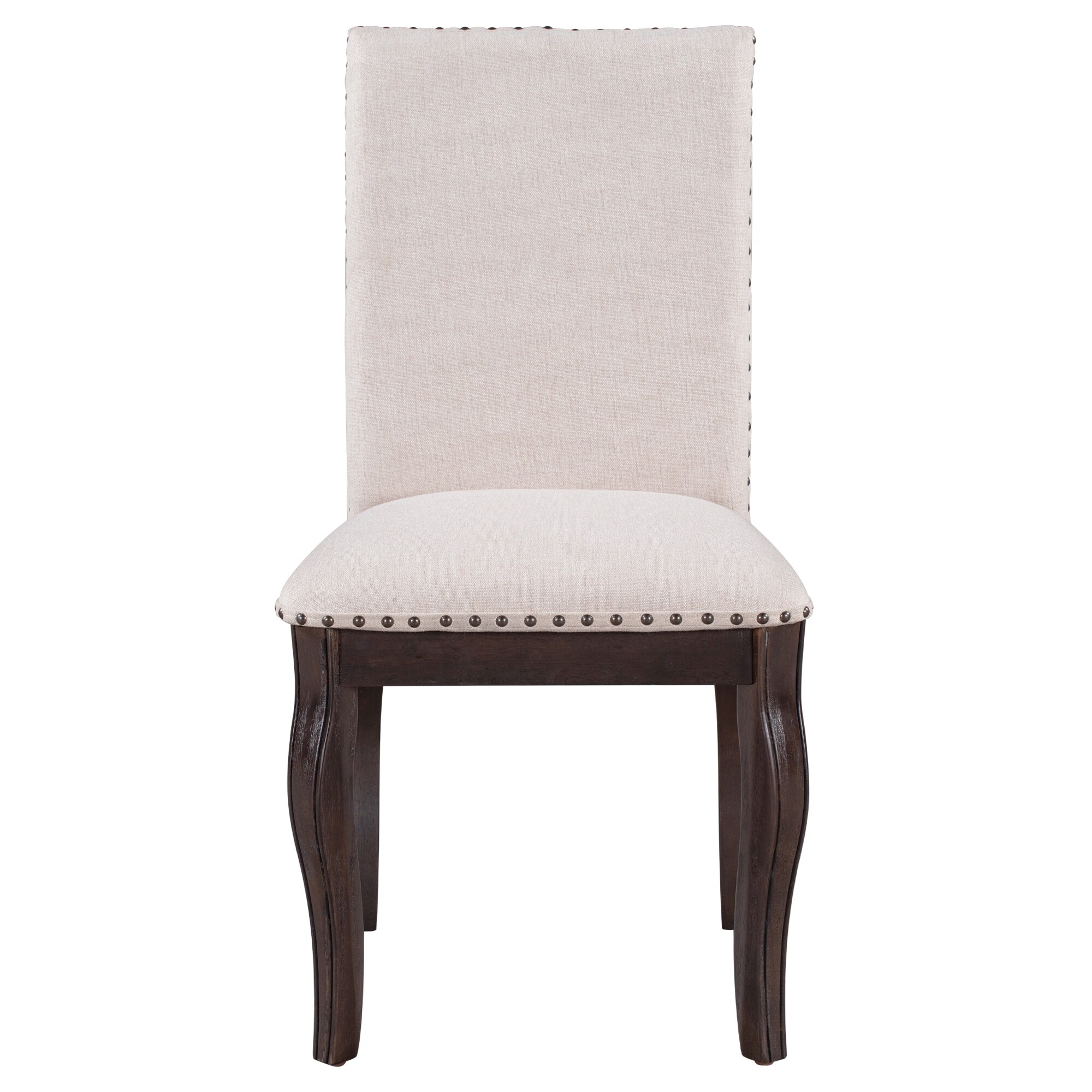 Set of 4 Dining Chairs Wood Upholstered Fabirc Dining Room Chairs