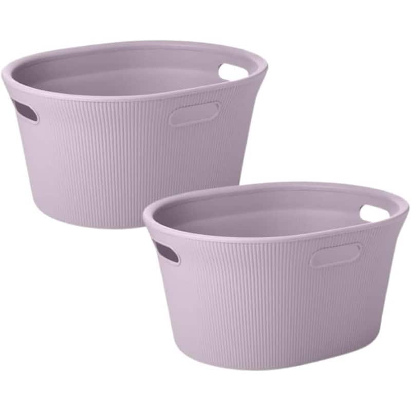 Superio Ribbed Laundry Basket, 2 Pack - 17"W x 10.5"D x 20.5"H - Purple