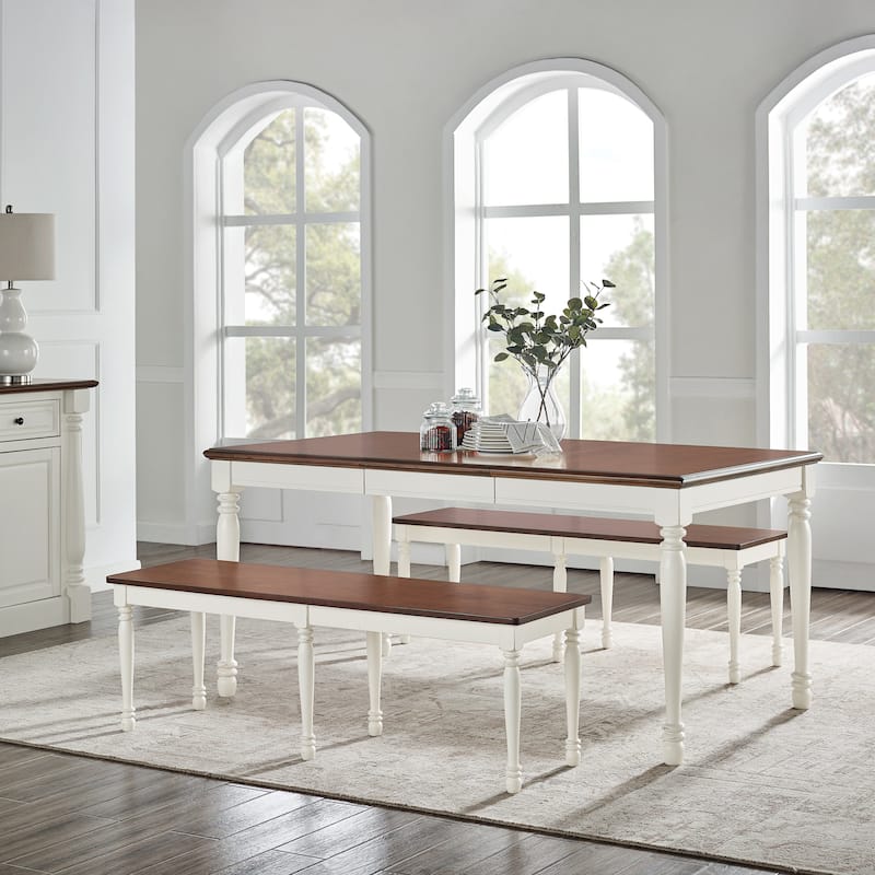 Crosley Shelby 3 Piece Dining Set Table Set for 6 - White