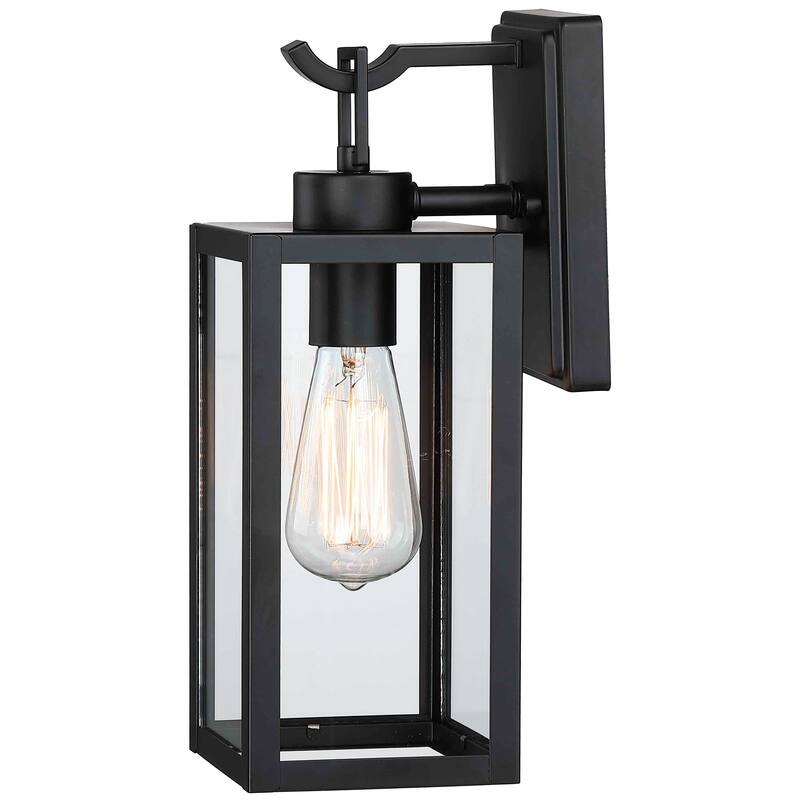 1-Light Steel Black Rectangular Outdoor Wall Sconce for Porch & Entryway