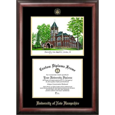 University of New Hampshire 10w x 8h Gold Embossed Diploma Frame with Campus Images Lithograph