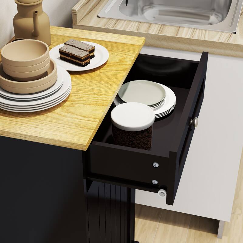 Anmytek 10-Gallon Woodgrain Tilt-Out Trash Can Cabinet with Wave-Textured Drawer for Kitchen,Bathroom