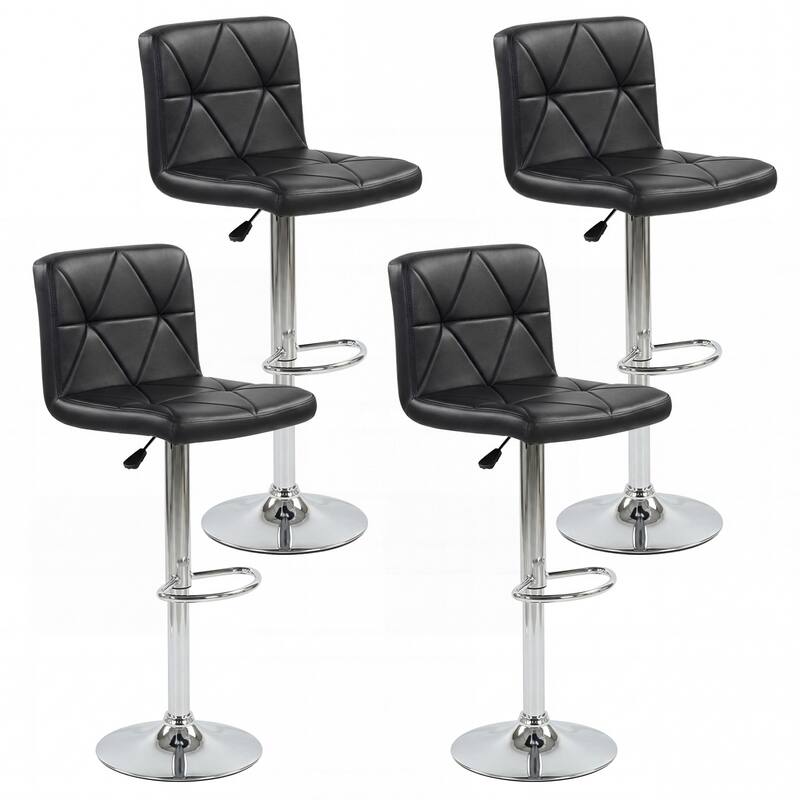 Gymax Bar Stools Set of 4 Adjustable Swivel Barstools w/Back & - Adjustable - Black - Set of 4