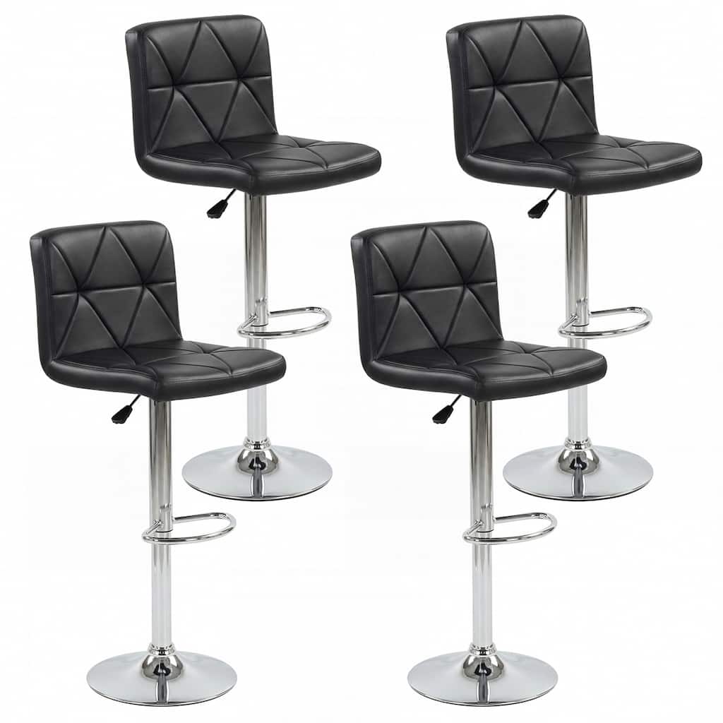 Gymax Bar Stools Set of 4 Adjustable Swivel Barstools w/Back &