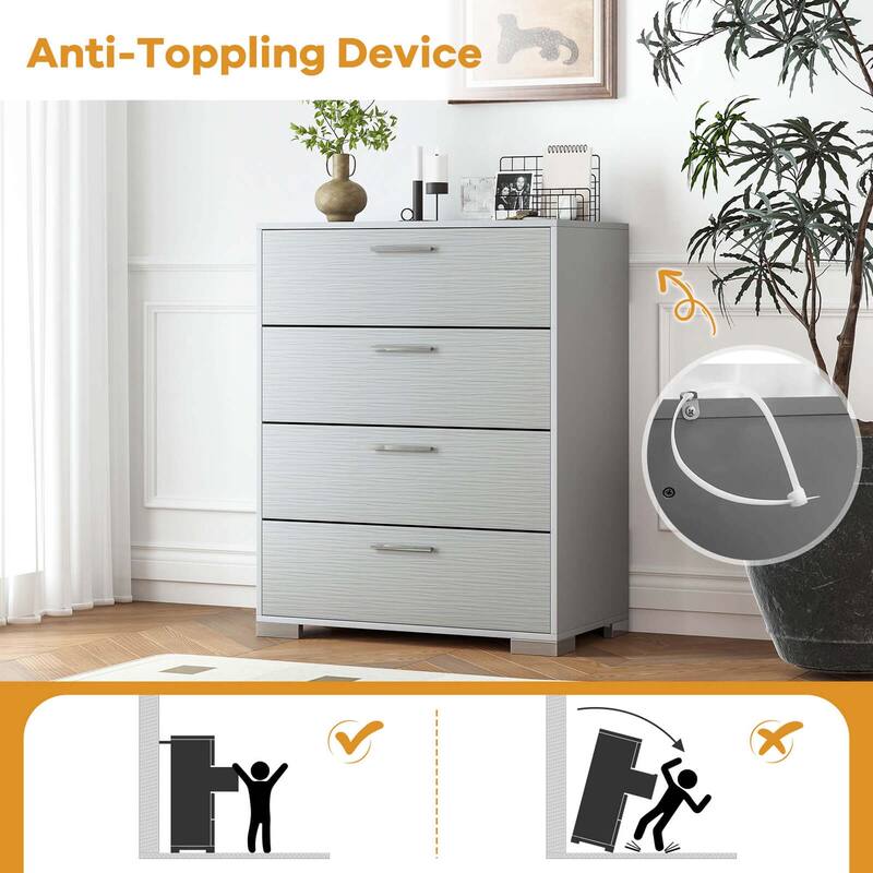 Costway 4 Drawer Storage Cabinet with Metal Legs & Handles