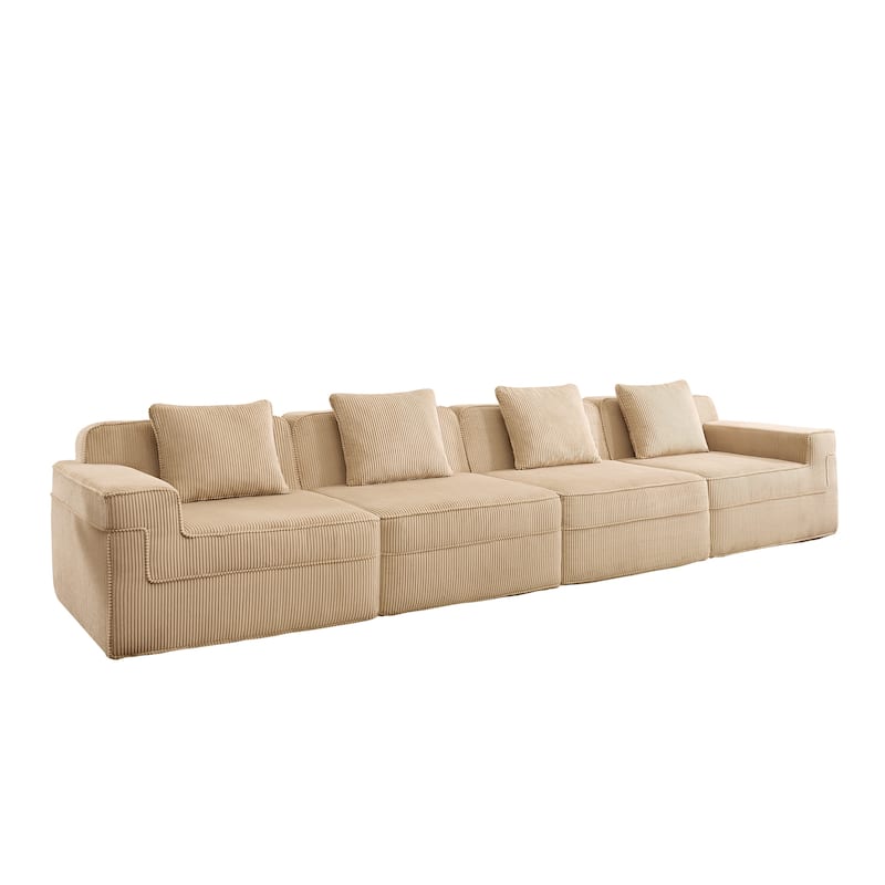 GDFStudio - Modular 4-Seater 153.5" Corduroy Boneless Cloud Sofa