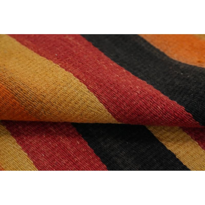 Hand Woven Oriental 100% Wool Carpet Southwestern Geometric Multi-Colored Kilim Area Rug - 10' 10'' X 4' 8''
