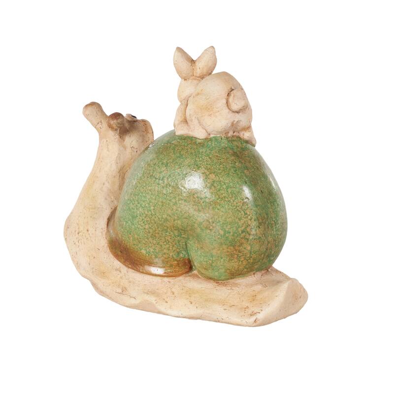 Magnesium Oxide Animal Garden Sculpture with animal and Green Accents - Cream - Roche River Decor