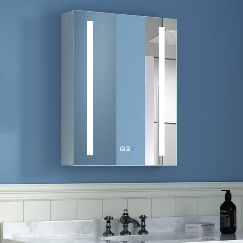 3 Touch Switch LED Lighted Bathroom Medicine Cabinet with Mirror 20'' x 26'',Recessed or Surface Mount,Defog, Stepless Dimming