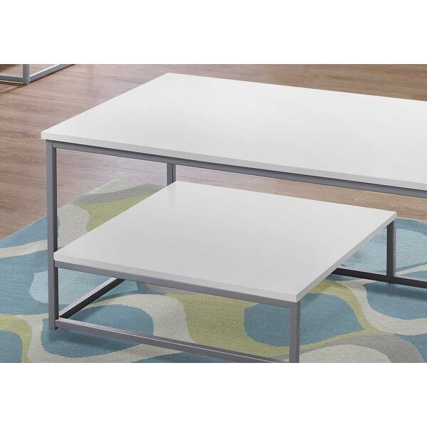 Shop Black Friday Deals On Monarch 7961p White Silver Metal Three Piece Table Set Overstock 30541316