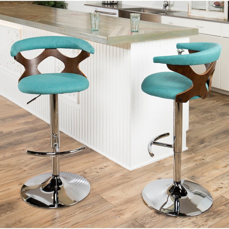 Carson Carrington Viby Walnut Wood Mid Century Modern Adjustable Bar Stool