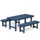 preview thumbnail 17 of 58, 3-Piece HDPE Outdoor Dining Set with Umbrella Hole Table and Two 2-Person Benches Navy