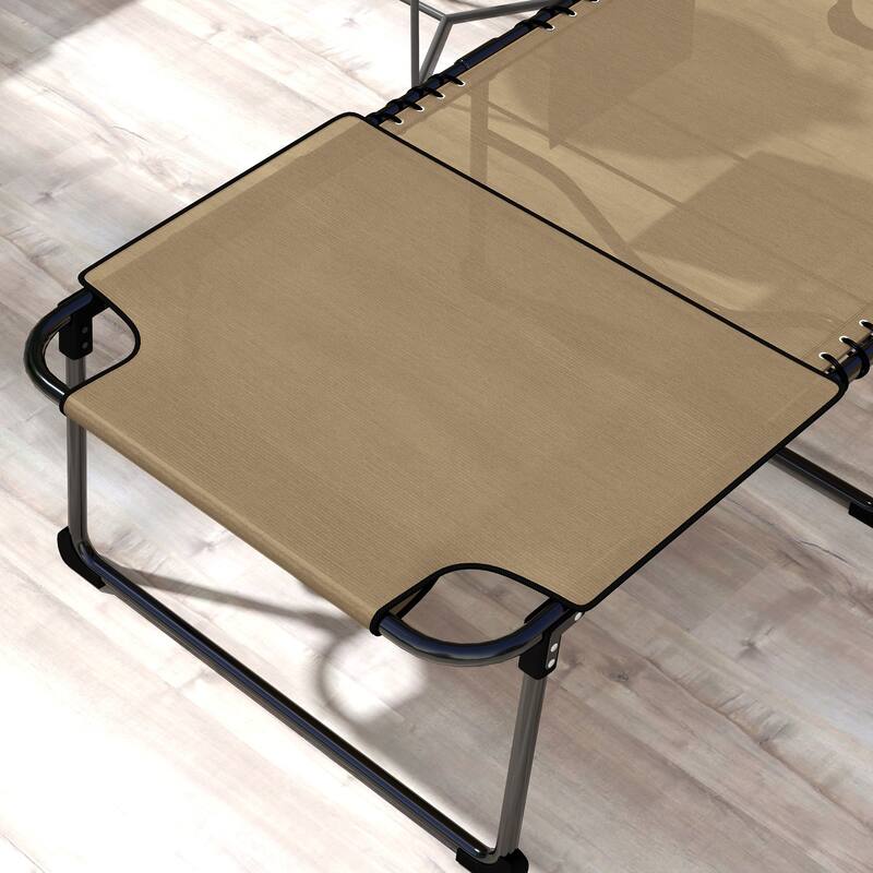 Outsunny 2 Piece Folding Chaise Lounge with 5-level Reclining Back, Outdoor Tanning Chair with Reading Face Hole