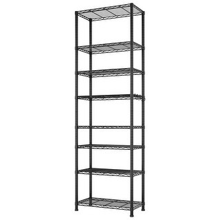 8-Layer Heavy Duty Storage Shelves Rack with Adjustable Feet and Wheels ...
