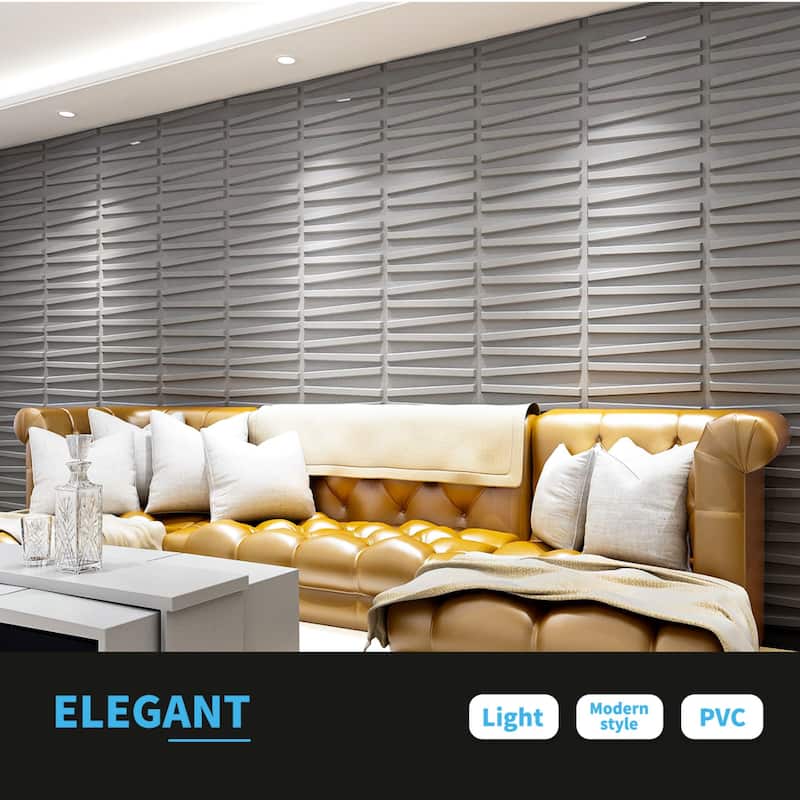 Art3d 12-pack PVC Textured 3D Wall Panels for Interior Wall Decor in Living Room,Bedroom, 32 Sq Ft - N/A