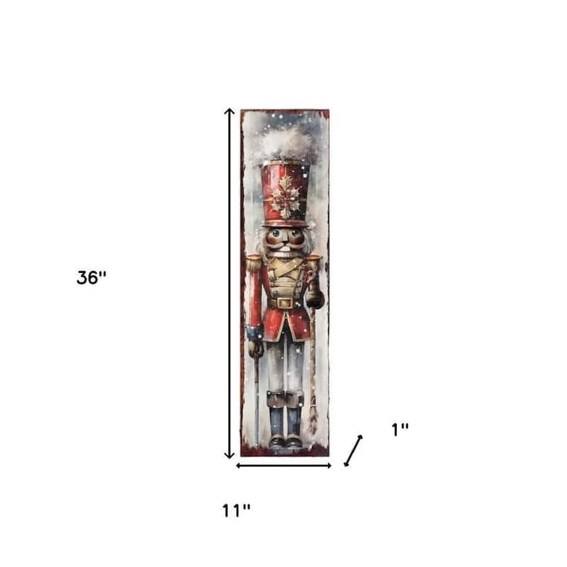 HomeRoots 36" Black Red And White Solid Wood Christmas Nutcracker Porch Sign