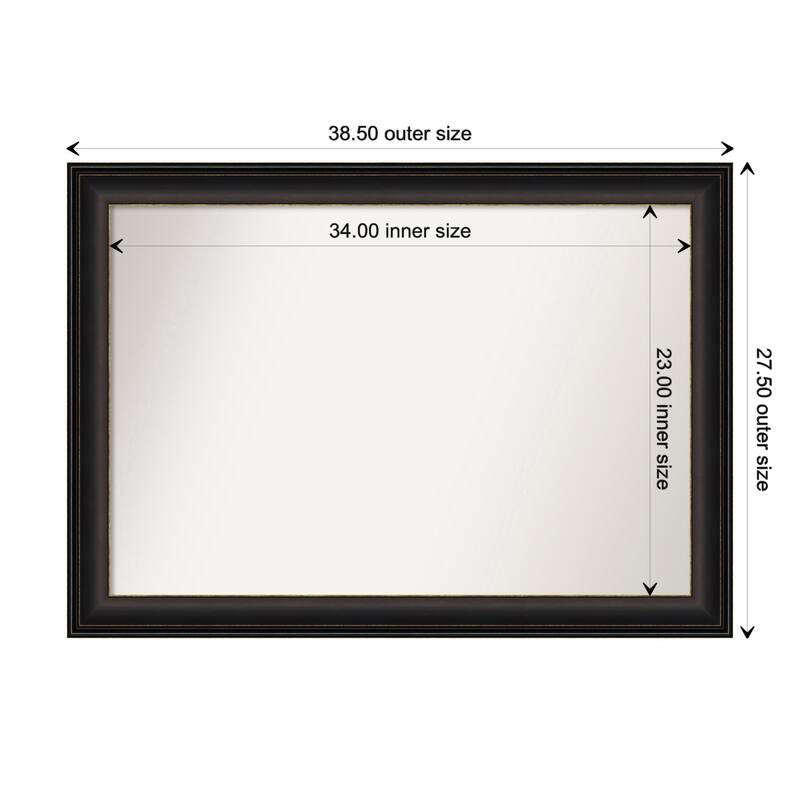 Trio Oil Rubbed Bronze Framed Non-Beveled Custom Wall Mirror, Bathroom Vanity Mirror - Outer Size: 38.5 x 27.5