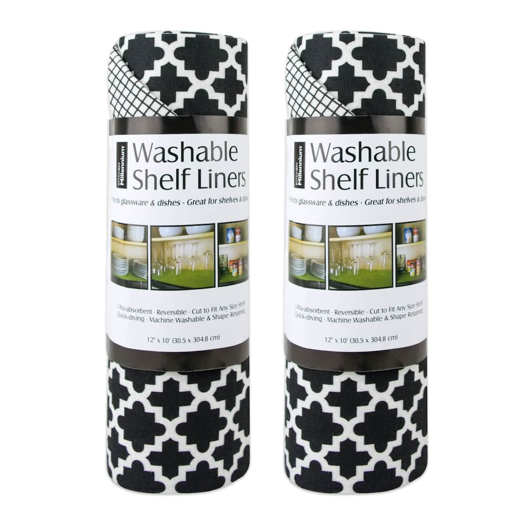 Set of 2 Black Lattice Shelf Liner Rolls 120"
